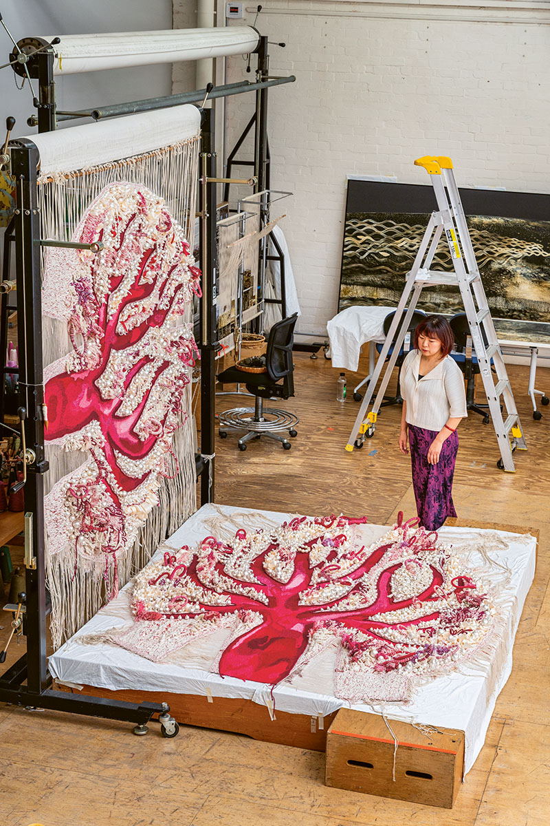 Artist Ema Shin in residence at the Australian Tapestry Workshop